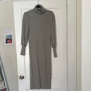 Chic Long Sleeve Gray Turtleneck Dress